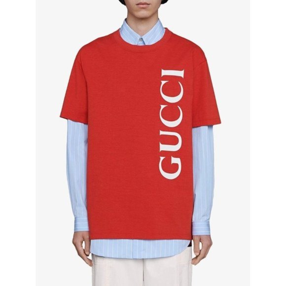 Gucci Logo Tee T-Shirt In Red Size Medium - Picture 1 of 10